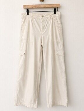 Madewell P28 Cream Wide Leg Cargo Pants Utility Cotton Blend High Rise
